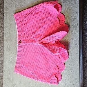 Lilly Pulitzer Women's Hot Pink Buttercup Scalloped Shorts Sz 0 EUC